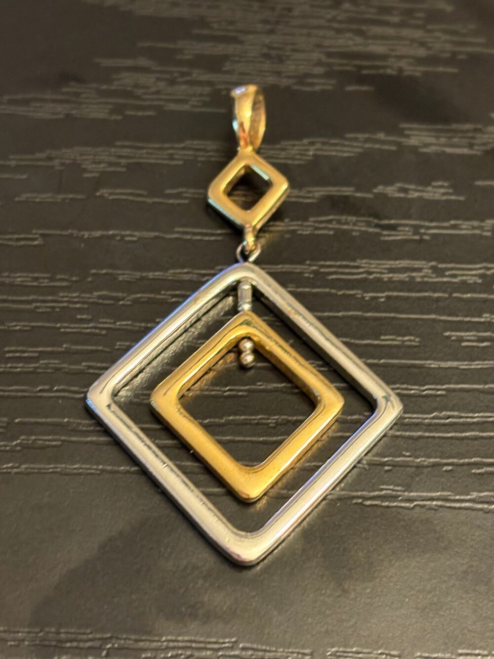 Vintage Two Tone Geometric Diamond Pendant